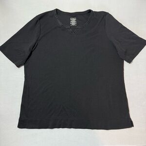 L.L. Bean Black Short Sleeve Notch Neck Tee Size XL